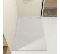 Receveur en acrylique Blanc Effet Pierre 90x140x5 cm + Grilles Linéaires Chrome et Blanche Mate