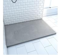 Receveur en résine effet pierre - AURLANE - Stone - Gris - 80 x 120 cm - Pente diamant - Epaisseur 40mm