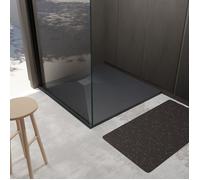 Receveur en Resine SMC Effet Pierre Noire 90x90cm - Grille Inox - ROCK 2