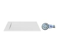 Receveur extra-plat à poser ou à encastrer recoupable en résine SMC avec siphon - Blanc mat - 140 x 90 cm - TARPOSA