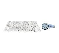 Receveur extra-plat à poser ou à encastrer recoupable en résine SMC avec siphon - Effet terrazzo blanc - 140 x 90 cm - MIRNOSA