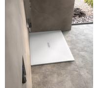 Receveur Kinemoon Style texture pierre lunaire blanc 100x80 bonde centrale - KINEDO RD756
