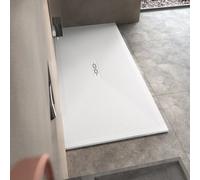 Receveur Kinemoon Style texture pierre lunaire blanc 180x100 bonde centrale - KINEDO RD784