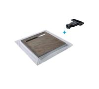 Receveur pierre naturelle cuivre MARMOX grille caniveau acier excentrée