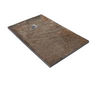 Receveur pierre naturelle cuivre MARMOX grille carrée acier excentrée