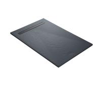 Receveur résine 120x80cm extra-plat MARMOX RC12080LITE-7015-LINE - Grille caniveau excentrée - Gris imitation ardoise