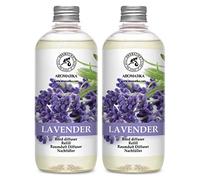 Recharche Diffuseur Roseaux de la Lavande avec Huile Essentielle de la Lavande 2x500ml - Bâtonnets de Parfum - Parfum Ambiance - Parfum Frais - Desodorisant Maison - Diffuseur de Parfum Set