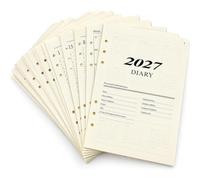 Recharge Agenda 2027 A5 6 Trous, Page par Jour Janvier à Décembre | Janvier à Décembre 2027, Format A5, 6 Perforations, Page par Jour, Agenda Rechargeable,Informations Personnelles
