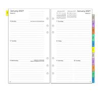 Recharge Agenda 2027 Format Personnel 9,5 x 17,1 cm, Semaine sur 2 Pages avec Onglets, Planificateur Hebdomadaire et Mensuel, 6 Anneaux