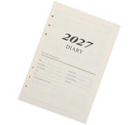 Recharge Agenda 2027, Papier Beige, Format A5 à 6 anneaux | Pages Datées Verticales, Écriture Quotidienne et Mensuelle, Perforation Pratique, Insertion Facile, sans Transfert D’Encre
