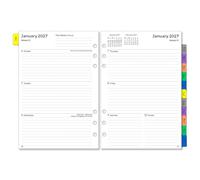Recharge Agenda Semainier 2027 Format A5 à 6 Anneaux, Planificateur Hebdomadaire et Mensuel, 1 Semaine sur 2 Pages avec Onglets, Note, Contact, Planner Organiseur (Janvier à Décembre 2027)