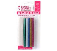Recharge Colle Basse Temperature 20 Batons 7mm Coloris Pailletees Assorties