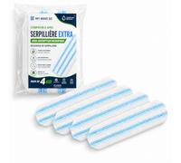 Recharge Compatible avec Vileda H2Pro - Lot de 4 - Microfibre Haute Absorption - Lavable & Réutilisable - Nettoyage sans Traces - Serpillière de Remplacement pour Balai H2Pro