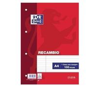 Recharge Couverture Souple A4 100 Feuilles Horizontales Couleur Rouge Oxford 100430210