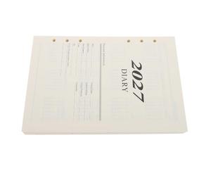Recharge D’agenda Mensuel 2027 A5 6 Trous, Papier Beige | Pages Datées Verticales, Format Six Anneaux Préperforé, Écriture sans Bavure, pour Étude et Travail