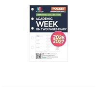 Recharge d'agenda académique 2026-2027 - Format de poche - Semaine sur deux pages - Anglais - Août 2026 - juillet 2027 - Compatible avec les organiseurs de poche Filofax - 81 x 121 mm