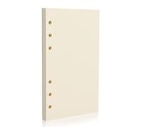 Recharge de feuilles mobiles vierges A6 à 6 trous - 80 feuilles - 100 g/m² - Beige - Compatible avec les classeurs A6 à 6 anneaux pour bureau, journal, planification, notes. Écriture double face prise