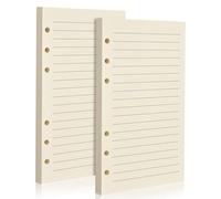 Recharge de papier ligné A6 à 6 trous pour feuilles mobiles - Lot de 2 (80 feuilles par lot), 100 g/m², Carnet beige - Convient aux classeurs A6 à 6 anneaux pour bureau, journalisation, planification