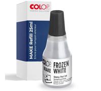 Recharge d'encre COLOP pour tampons encreurs MAKE | 25ml | Frozen white | Blanc, Encre à base d'eau dotée d'une pointe d'application pratique, idéale pour recharger facilement les tampons encreurs.