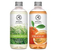 Recharge diffuseur 2 x 500 ml - Parfum citronnelle et orange - Diffuseur à lamelles de parfum - pour aromathérapie et maison