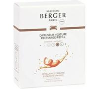 MAISON BERGER - Recharge Diffuseur Voiture Pétillance Exquise, Lot de 2 Recharges Céramique, Diffusion Passive 4 à 6 Semaines, Notes Pétillantes Florales, Fabriqué en France