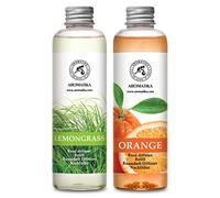Recharge Diffuseurs de Parfum 2 x 200ml - Arôme Lemongrass & Arôme Orange - Recharges pour diffuseur d'arômes - Diffuseurs pour la Maison - Fragrance Fraîche et Durable