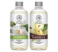 Recharge Diffuseurs de Parfum Set 2x500 ml - Arôme Vanille & Jasmin - Desodorisant Maison - Fragrance Fraîche et Durable - pour Aromathérapie - Maison - Restaurant - Boutique