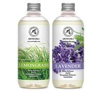 Recharge Diffuseurs de Parfum аvec Arôme Lemongrass & Arôme Lavande - 2x500ml - Fragrance Fraîche et Durable - pour Aromathérapie - Spa - Bain - Fintess - Club - Restaurant - Boutique