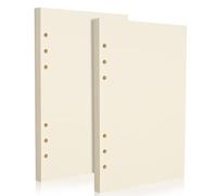 Recharge Papier A5 6 Trous Lot de 2 - 100 g/m² Beige, Idéal pour Stylo Plume & Stylos Gel, Vierge, Anti-transparence - pour Classeur 6 Anneaux A5, Journaling, Planification, Notes. Recto-Verso