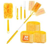Recharge Plumeau 32 Pièces Compatible Swiffer, Manches Long et Court, Jaune