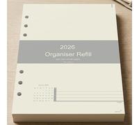 Recharge pour agenda 2026 format A5 - 1 jour sur une page - Avec fentes horaires - 8h - 20h - Agenda de bureau quotidien compatible Filofax - 148 x 210 mm