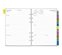 Recharge Pour Agenda Semainier 2025 2026 Format A5 - Planificateur Hebdomadaire Avec Onglets Mensuel, Note, Contact, Août 25 À Juillet 26 1 Semaine Sur 2 Pages Planner Organiseur En Anglais