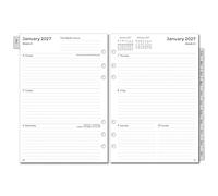 Recharge pour Agenda Semainier 2027 Format A5 6 Anneaux, Organiseur Semaine sur 2 Pages avec Onglets Mensuel, Note, Contact, Janvier à Décembre 2027, Planificateur Hebdomadaire (Anglais)
