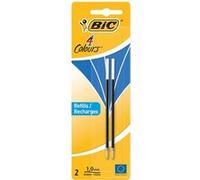 BIC Recharges pour stylo-bille 4 couleurs Pointe moyenne 1,0 mm Encre bleue Lot de 50