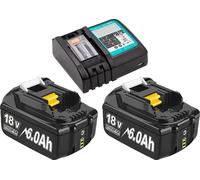 Rechargeable, capacité 6000mAh, tension 18V, 2 chargeurs 6.0Ah 4A