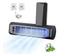 Rechargeable Kitchen Fan with Strong Airflow,3 Speed Bladeless Cross Flow Fan,Desktop Tower Fan With Charging And Phone Stand,Standing/Wall-Mounted/Desktop,For Bedroom Office(Black)