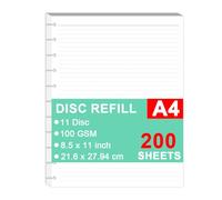Recharges de papier format lettre A4 pour système de prise de notes personnalisé TUL, 200 feuilles/400 pages, ligné pour université, 21,6 x 27,9 cm