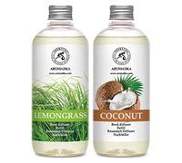 Recharges Diffuseur Roseaux de Citronnelle & Coco - 2 x 500ml - Desodorisant Maison - Diffuseur de Parfum - Parfum Ambiance - Parfum Frais et de Longue Durée - Assainisseurs de Air de la Pièce