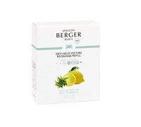 MAISON BERGER - Recharge Diffuseur Voiture Zeste de Verveine, Lot de 2 Recharges Céramique, Diffusion Passive 4 à 6 Semaines, Notes Verveine-Menthe, Fabriqué en France