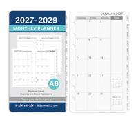 Recharges pour planificateur mensuel 2027-2029 - Janvier 2027 à décembre 2029, inserts de planificateur avec perforation à 6 trous, 14 x 21,6 cm, recharge de planificateur A6, planificateur mensuel 3