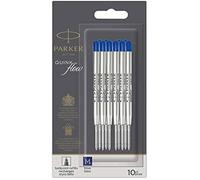 Parker Recharges d'encre QUINK pour stylo bille - Pointe moyenne - Bleu - Blister de 10