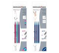 Recharges pour stylos gel effaçables EBERHARD FABER, 6 pièces | Rose, violet, bleu ciel et bleu, pour stylos à bille effaçables