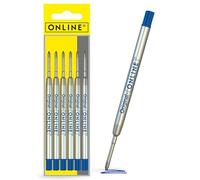 Recharges stylo à bille 6x de ONLINE, convient à Parker etc I Trait M I Standard international I Indélébile I Recharges universelles longueur 9,8 cm I Pour l'école, le bureau I Couleur Bleu