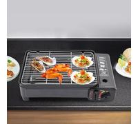 Réchaud à gaz 2 en 1 avec mallette de transport et accessoires, mini barbecue à gaz portable avec allumage piézo pour l'extérieur, terrasse, pique-nique, puissance de 2,2 kW avec raccord GPL et butane