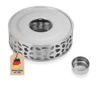 Réchaud à thé chauffe-théière en acier inoxydable argenté à motifs 15 x 5 cm - maintien au chaud à bougie pour thé, café et plats