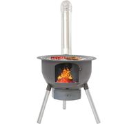 Réchaud de camping en bois portable, avec grille de cuisson amovible, conçu pour le charbon de bois, en acier, avec un grand grill et une cheminée, pour 3 à 6 personnes, idéal pour griller, rôtir et c