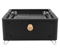 Réchaud de camping - Grill à charbon de bois avec table intégrée - Bac à charbon avec tiroirs - Livré avec une poêle et une grille de barbecue - Pour 3 à 5 personnes - Noir