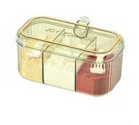 Récipient à assaisonnement à 4 compartiments avec poignée et cuillères - Boîte de rangement hermétique pour comptoir de cuisine - Organiseur transparent en PET pour sel, poivre, herbes - 18,5 x 13,5 x