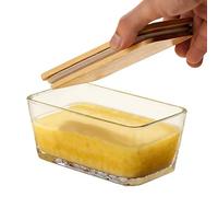 Récipient à beurre en verre - Pot de rangement 17 x 8,2 x 6 cm, récipient en verre en bois 300 ml | Stockage hermétique des aliments, présentation de table vintage, organisation