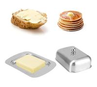 Récipient à beurre inox beurrier à double isolation de catégorie comestible pour Réfrigérateur Récipient à Beurre avec Aouvercle